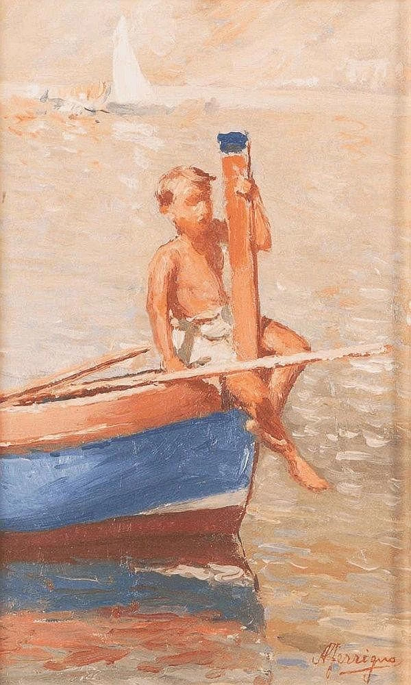 Fanciullo su una barca